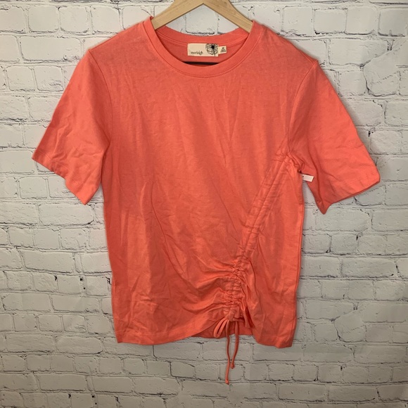 Anthropologie Everleigh Cinch Waist Tee Pink Size Extra Small NWOT - Picture 4 of 7